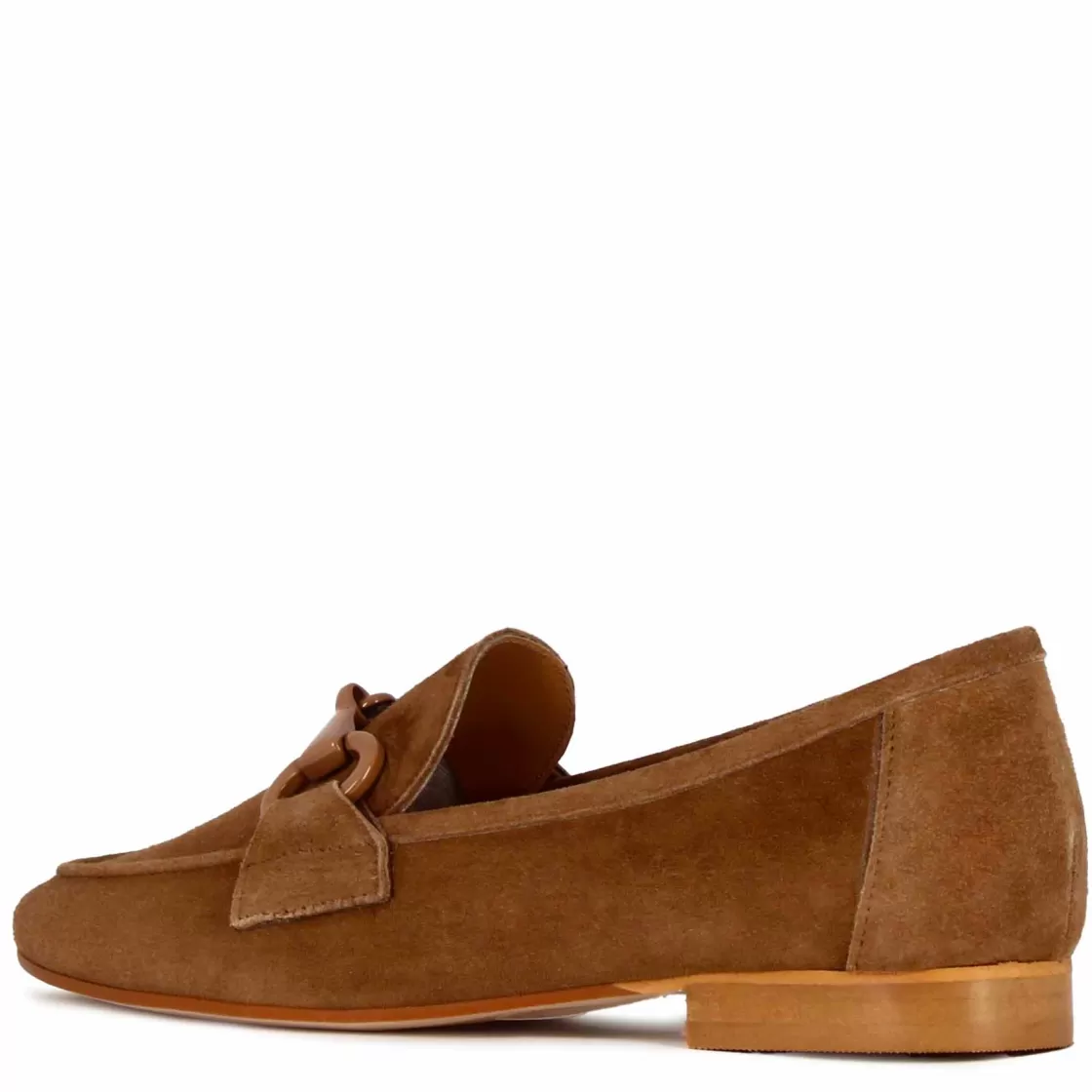 Flash Sale Leonardo Shoes Mocassino Da Donna In Pelle Scamosciata Con Morsetto Colore Marrone Chiaro