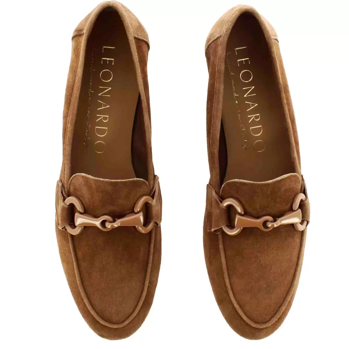 Flash Sale Leonardo Shoes Mocassino Da Donna In Pelle Scamosciata Con Morsetto Colore Marrone Chiaro