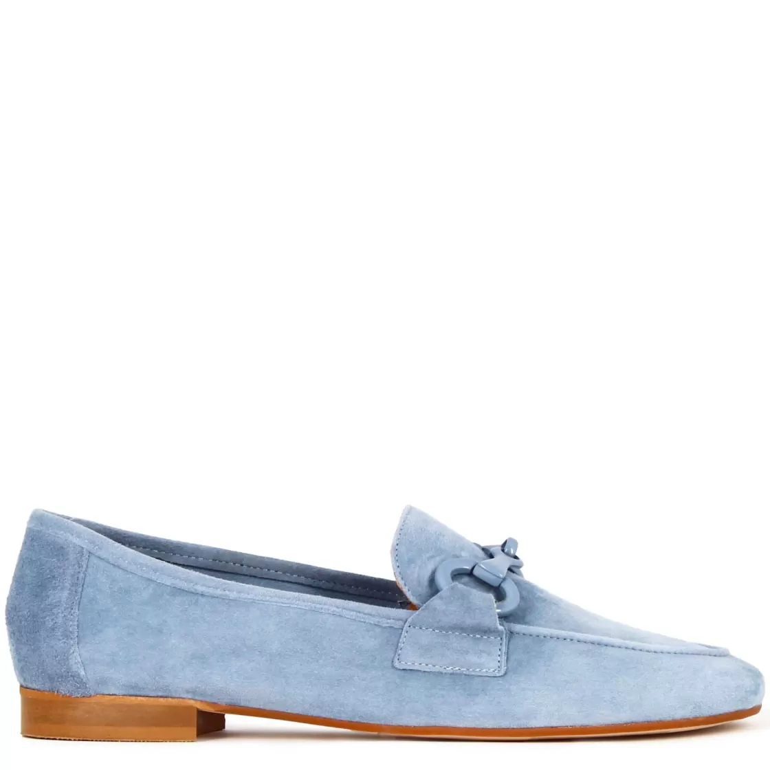 Store Leonardo Shoes Mocassino Da Donna In Pelle Scamosciata Con Morsetto Colore Turchese