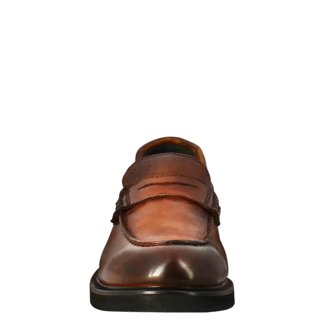 Cheap Leonardo Shoes Mocassino Da Donna Paupa In Pelle Lavata Colore Cuoio Scuro Marrone