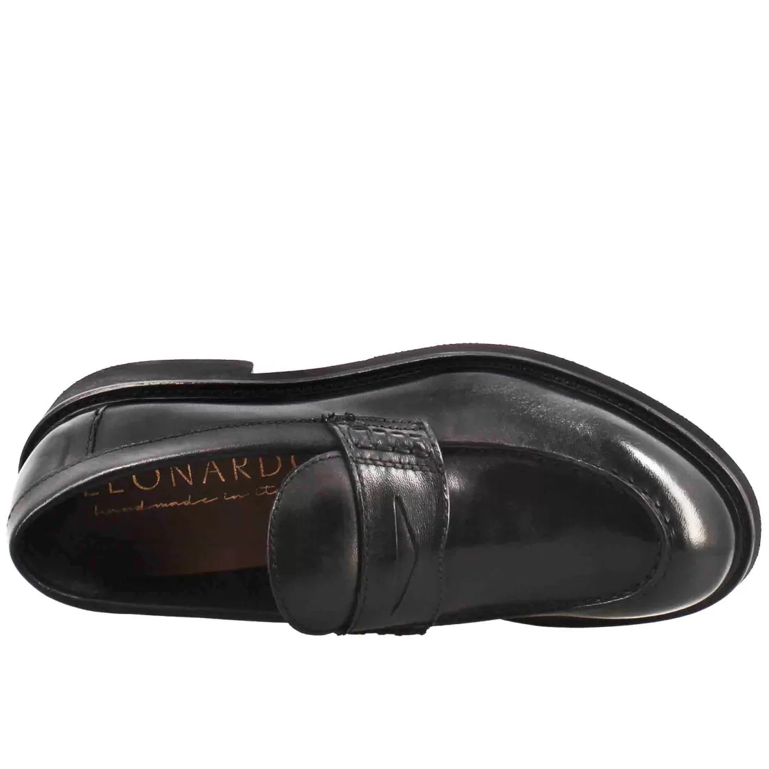 Fashion Leonardo Shoes Mocassino Da Donna Paupa In Pelle Lavata Colore Nero