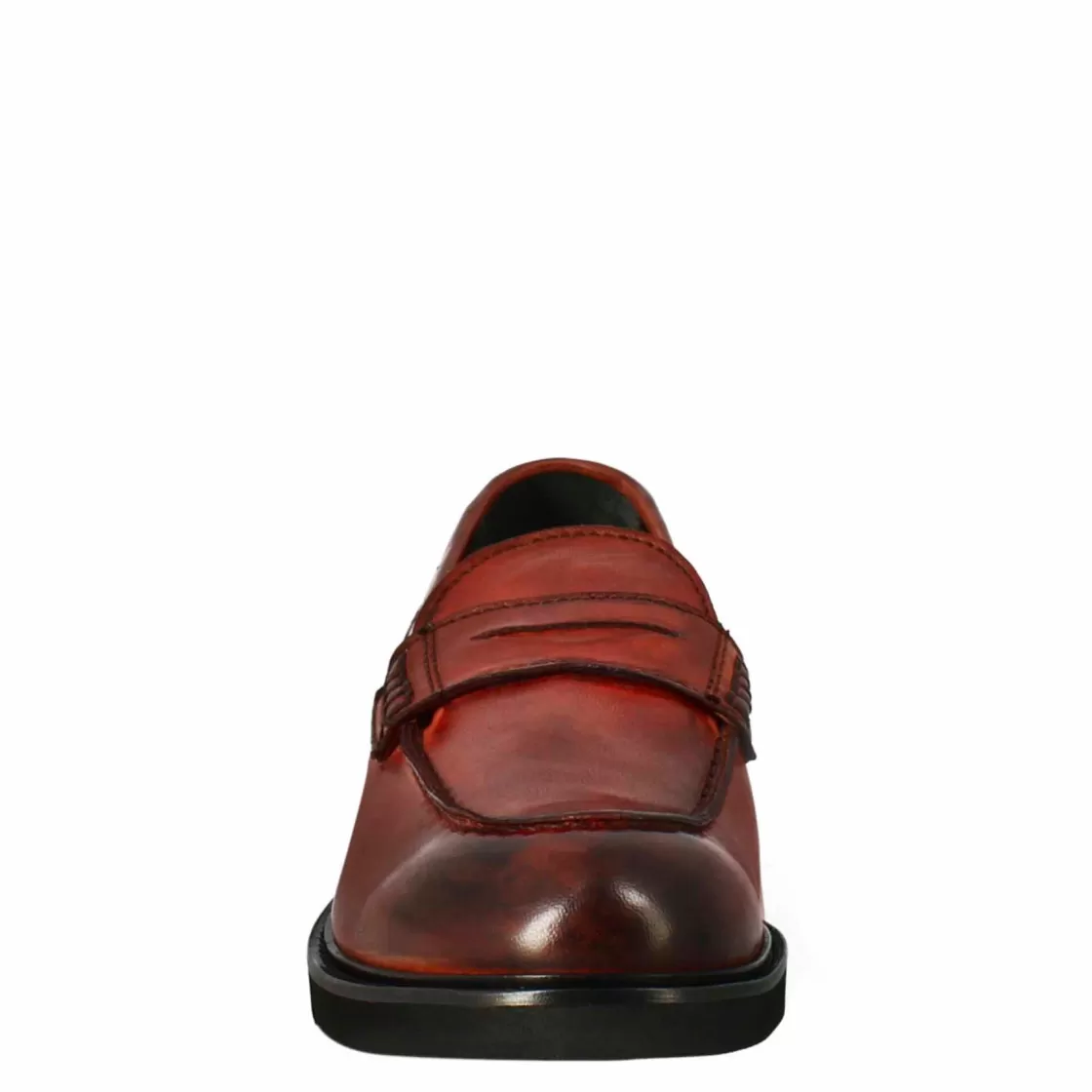 Store Leonardo Shoes Mocassino Da Donna Paupa In Pelle Lavata Colore Rosso