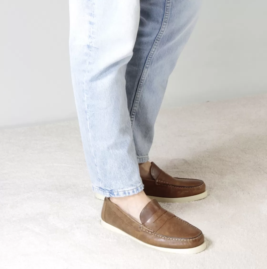Hot Leonardo Shoes Mocassino Da Uomo Casual Da Barca In Pelle Colore Marrone