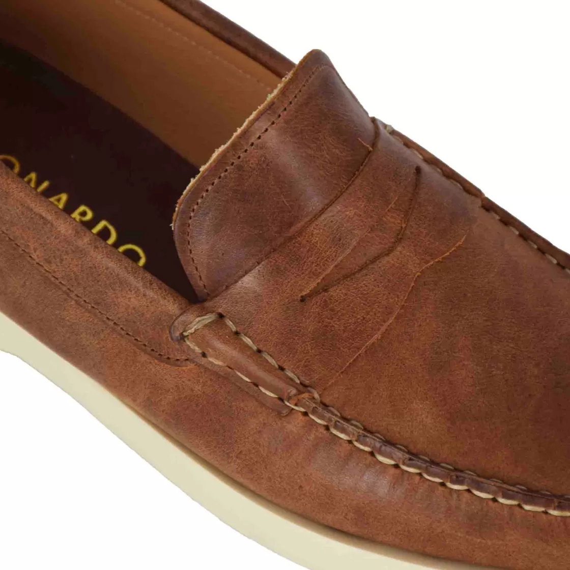 Hot Leonardo Shoes Mocassino Da Uomo Casual Da Barca In Pelle Colore Marrone