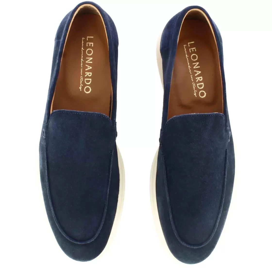 Shop Leonardo Shoes Mocassino Da Uomo Casual In Pelle Scamosciata Colore Blu