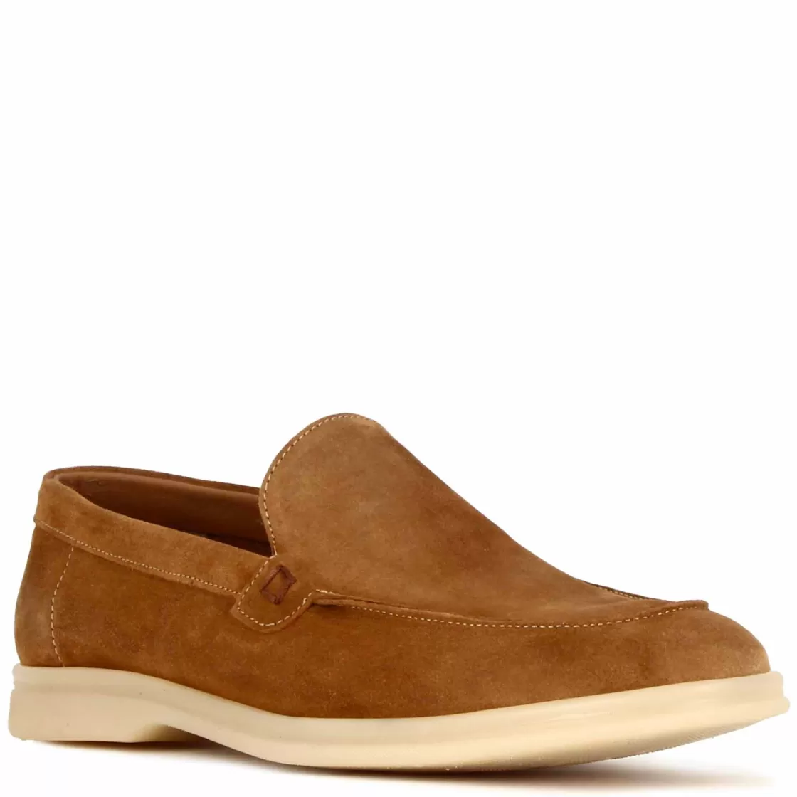 New Leonardo Shoes Mocassino Da Uomo Casual In Pelle Scamosciata Colore Marrone Chiaro