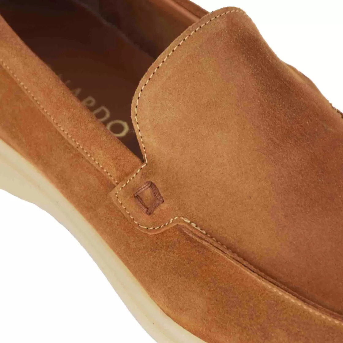 New Leonardo Shoes Mocassino Da Uomo Casual In Pelle Scamosciata Colore Marrone Chiaro