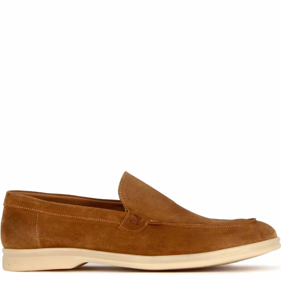 New Leonardo Shoes Mocassino Da Uomo Casual In Pelle Scamosciata Colore Marrone Chiaro