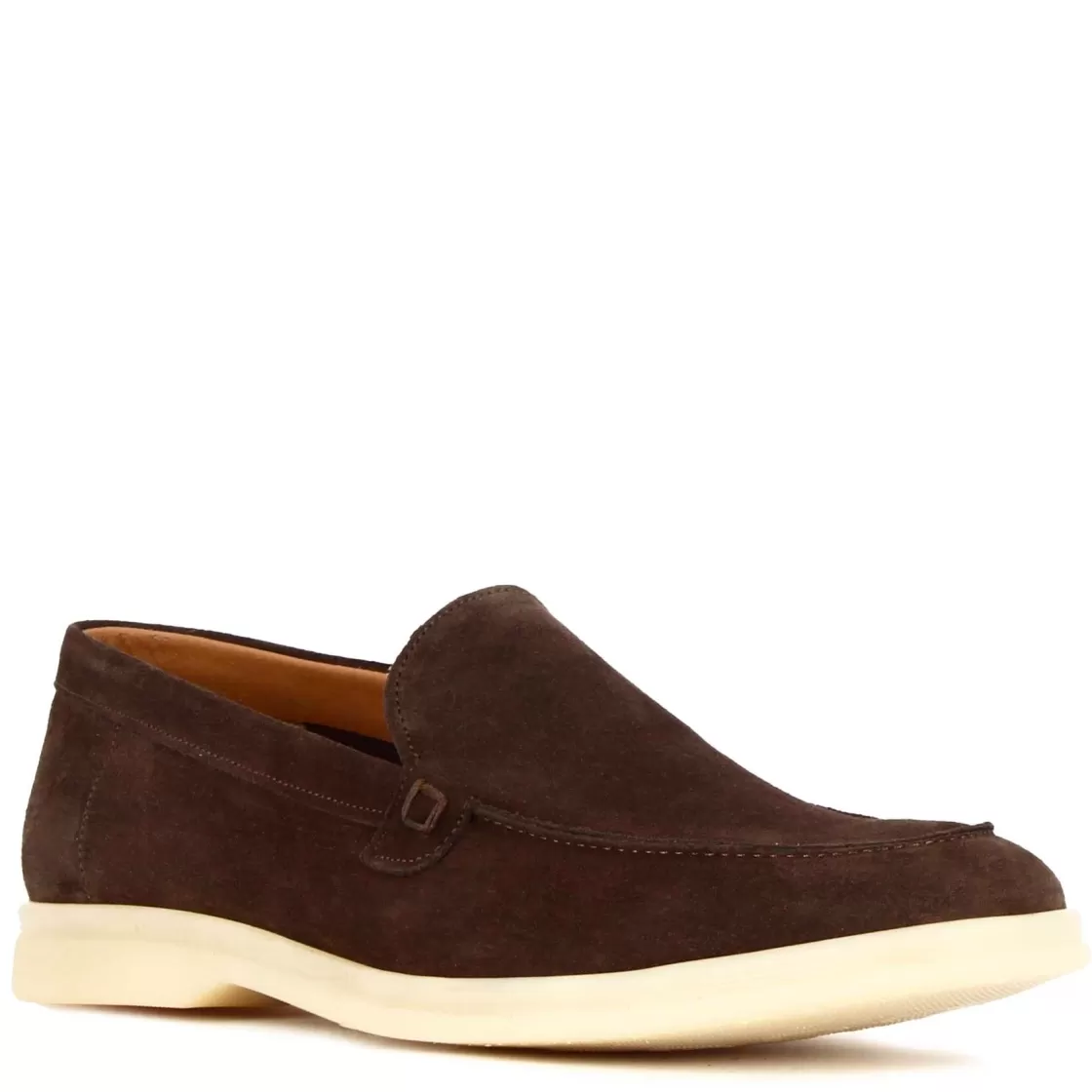 Outlet Leonardo Shoes Mocassino Da Uomo Casual In Pelle Scamosciata Colore Marrone Scuro
