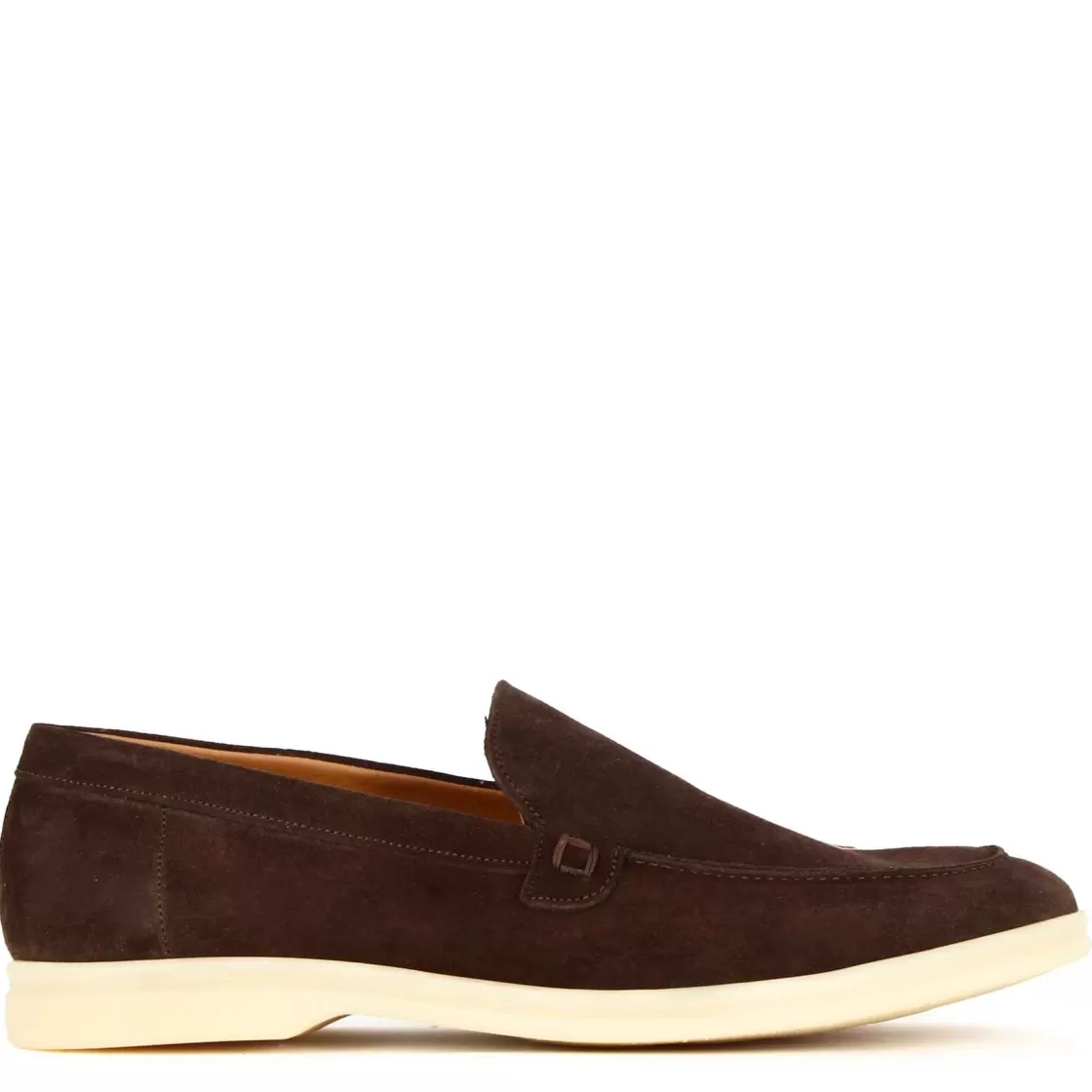 Outlet Leonardo Shoes Mocassino Da Uomo Casual In Pelle Scamosciata Colore Marrone Scuro