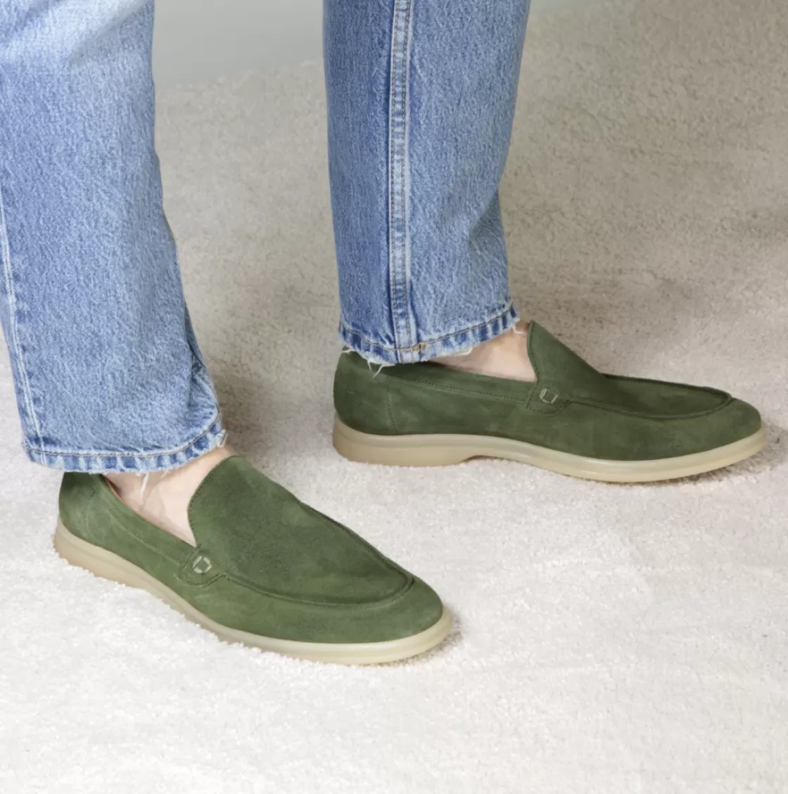 Discount Leonardo Shoes Mocassino Da Uomo Casual In Pelle Scamosciata Colore Verde