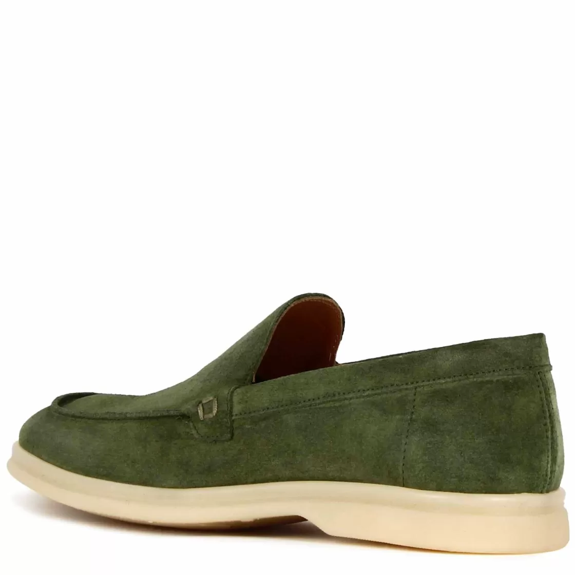 Discount Leonardo Shoes Mocassino Da Uomo Casual In Pelle Scamosciata Colore Verde