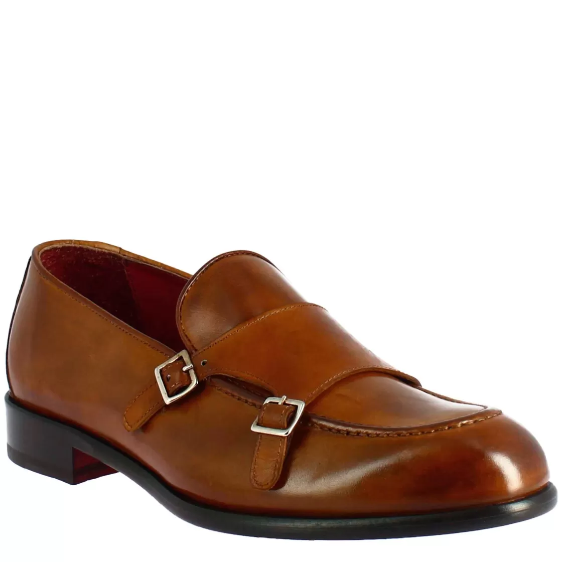Best Leonardo Shoes Mocassino Da Uomo Doppia Fibbia Colore Marrone