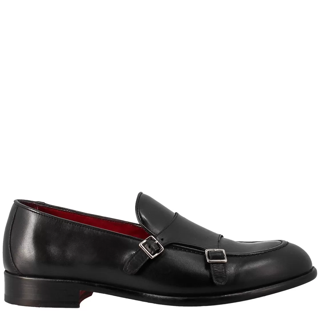 New Leonardo Shoes Mocassino Da Uomo Doppia Fibbia Colore Nero