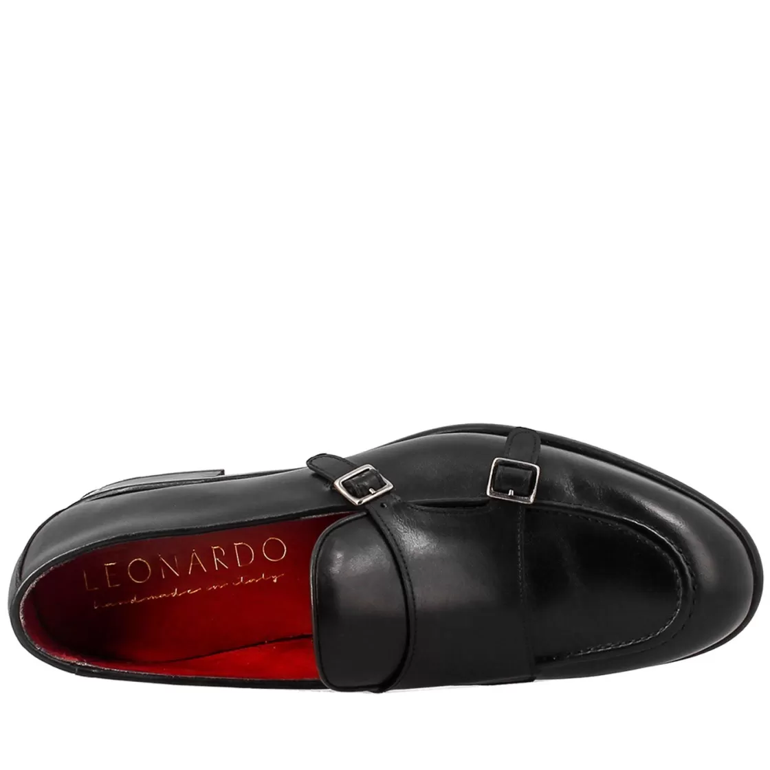 New Leonardo Shoes Mocassino Da Uomo Doppia Fibbia Colore Nero