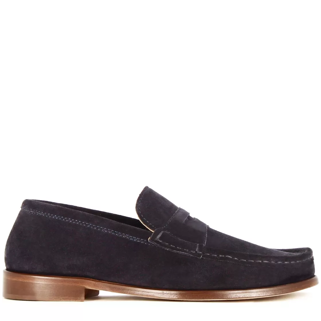 New Leonardo Shoes Mocassino Da Uomo In Camoscio Colore Fatto A Mano Blu Scuro