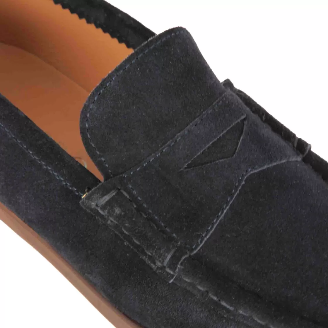 New Leonardo Shoes Mocassino Da Uomo In Camoscio Colore Fatto A Mano Blu Scuro