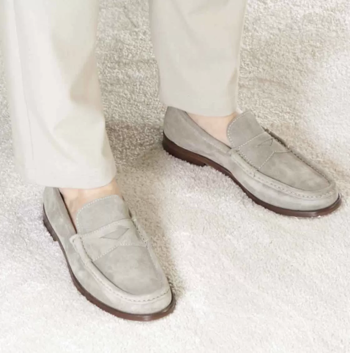 Flash Sale Leonardo Shoes Mocassino Da Uomo In Camoscio Colore Fatto A Mano Grigio