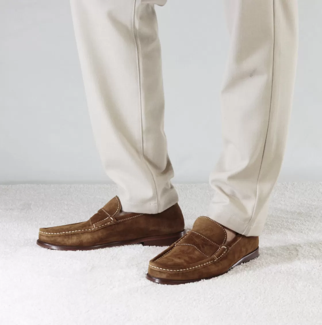 Fashion Leonardo Shoes Mocassino Da Uomo In Camoscio Colore Fatto A Mano Marrone Chiaro
