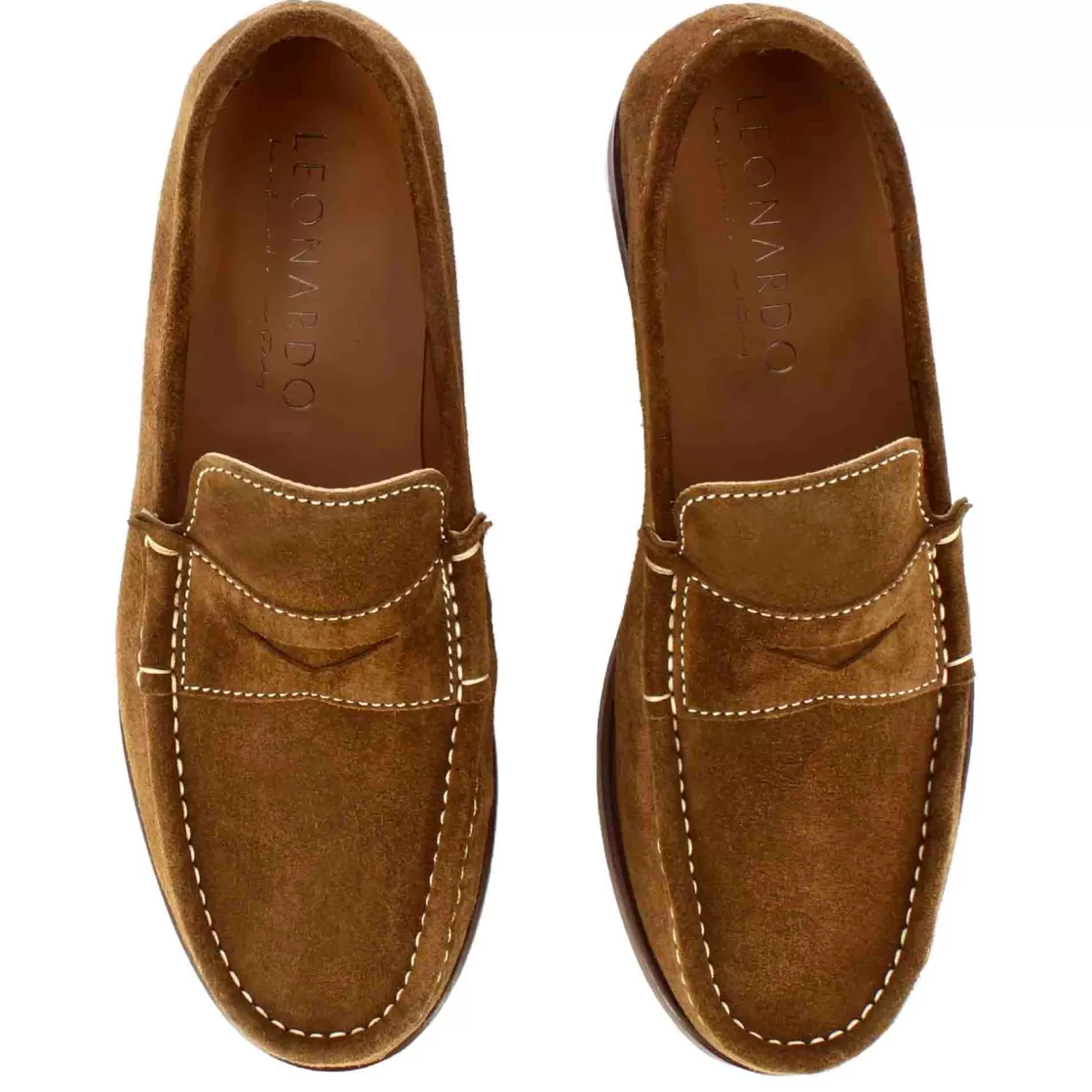 Fashion Leonardo Shoes Mocassino Da Uomo In Camoscio Colore Fatto A Mano Marrone Chiaro