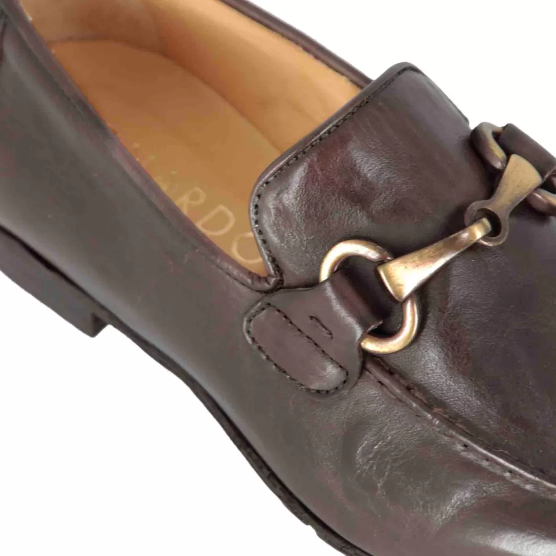 Best Leonardo Shoes Mocassino Da Uomo In Pelle Colore Con Morsetto Marrone Scuro