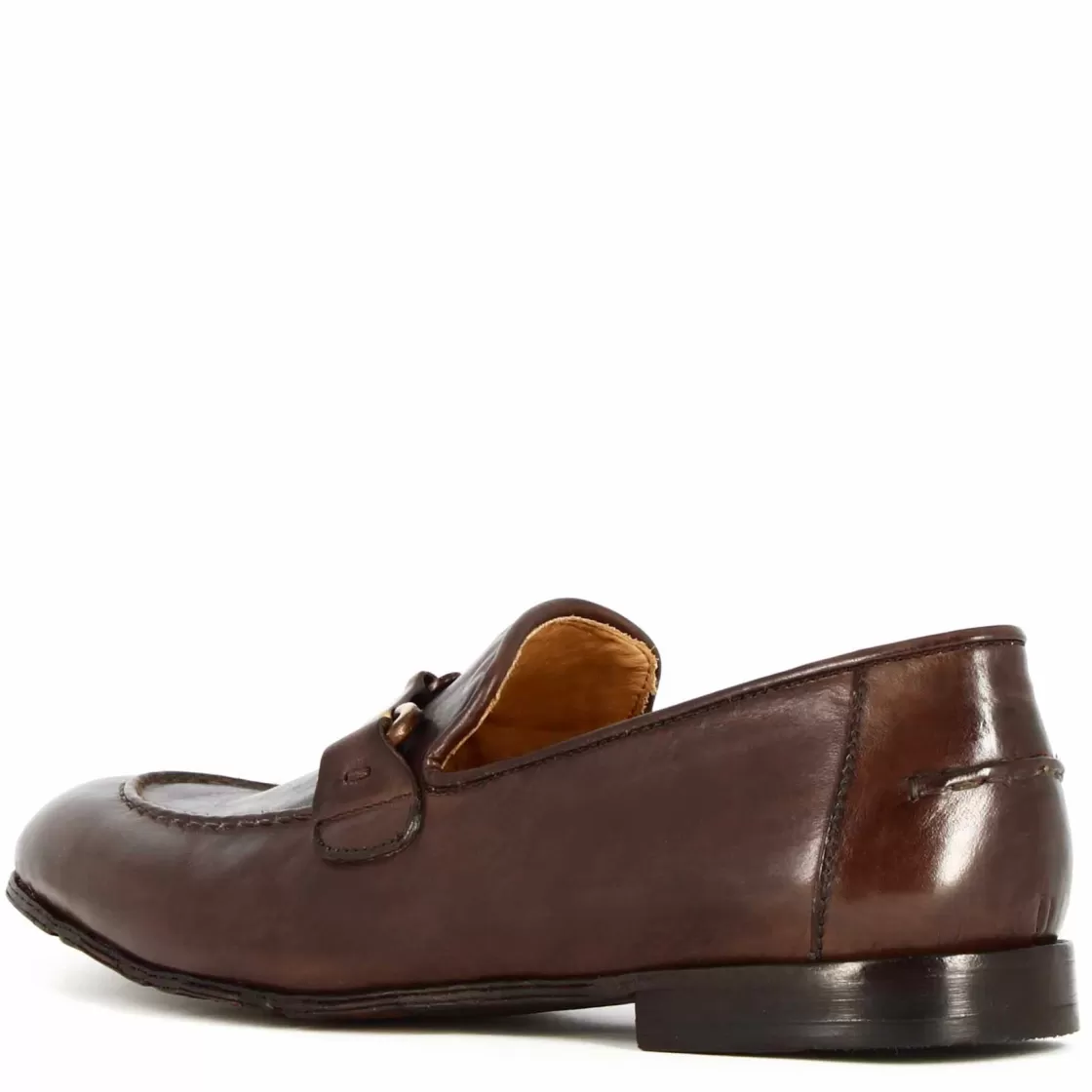 Best Leonardo Shoes Mocassino Da Uomo In Pelle Colore Con Morsetto Marrone Scuro