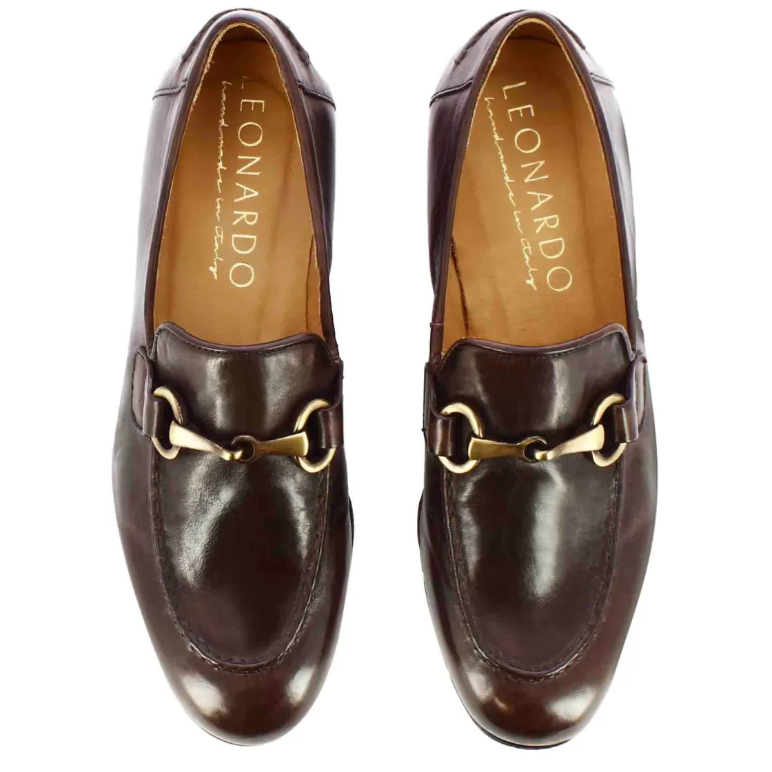 Best Leonardo Shoes Mocassino Da Uomo In Pelle Colore Con Morsetto Marrone Scuro