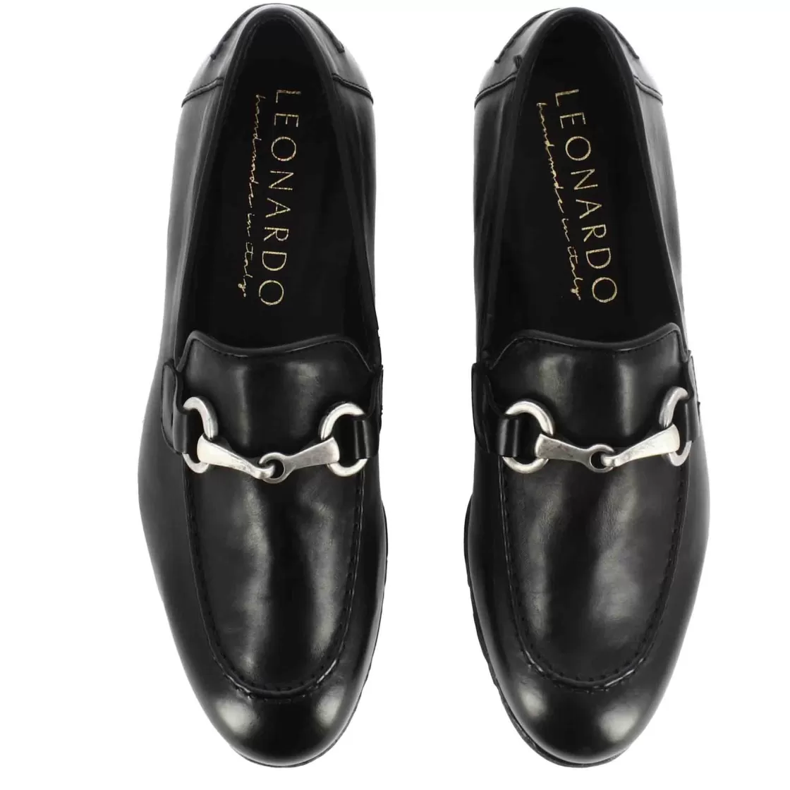 Clearance Leonardo Shoes Mocassino Da Uomo In Pelle Colore Con Morsetto Nero