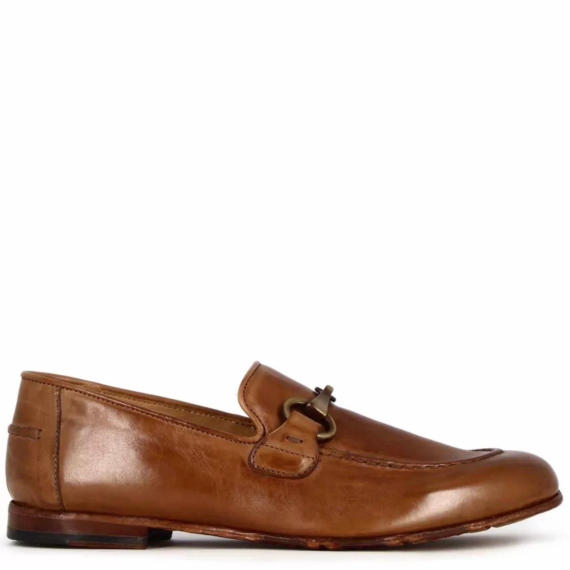 Hot Leonardo Shoes Mocassino Da Uomo In Pelle Liscia Colore Con Morsetto Marrone