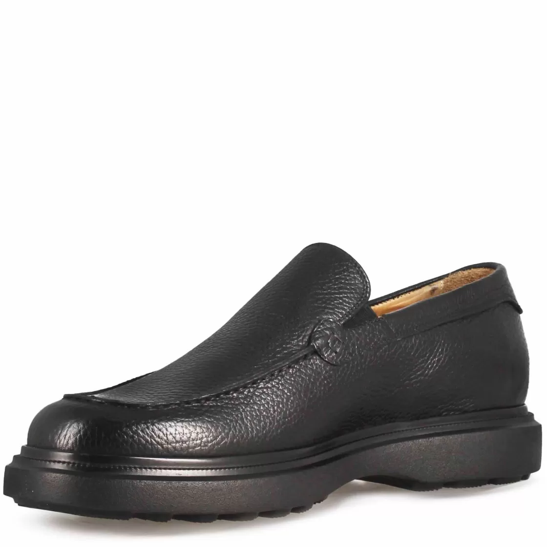 Best Leonardo Shoes Mocassino Da Uomo In Pelle Martellata Colore Nero E Suola In Gomma Vibram