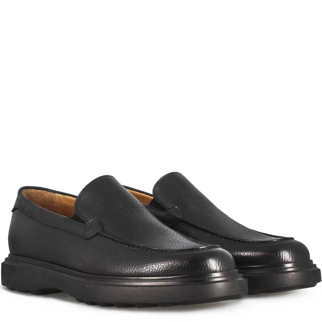 Best Leonardo Shoes Mocassino Da Uomo In Pelle Martellata Colore Nero E Suola In Gomma Vibram