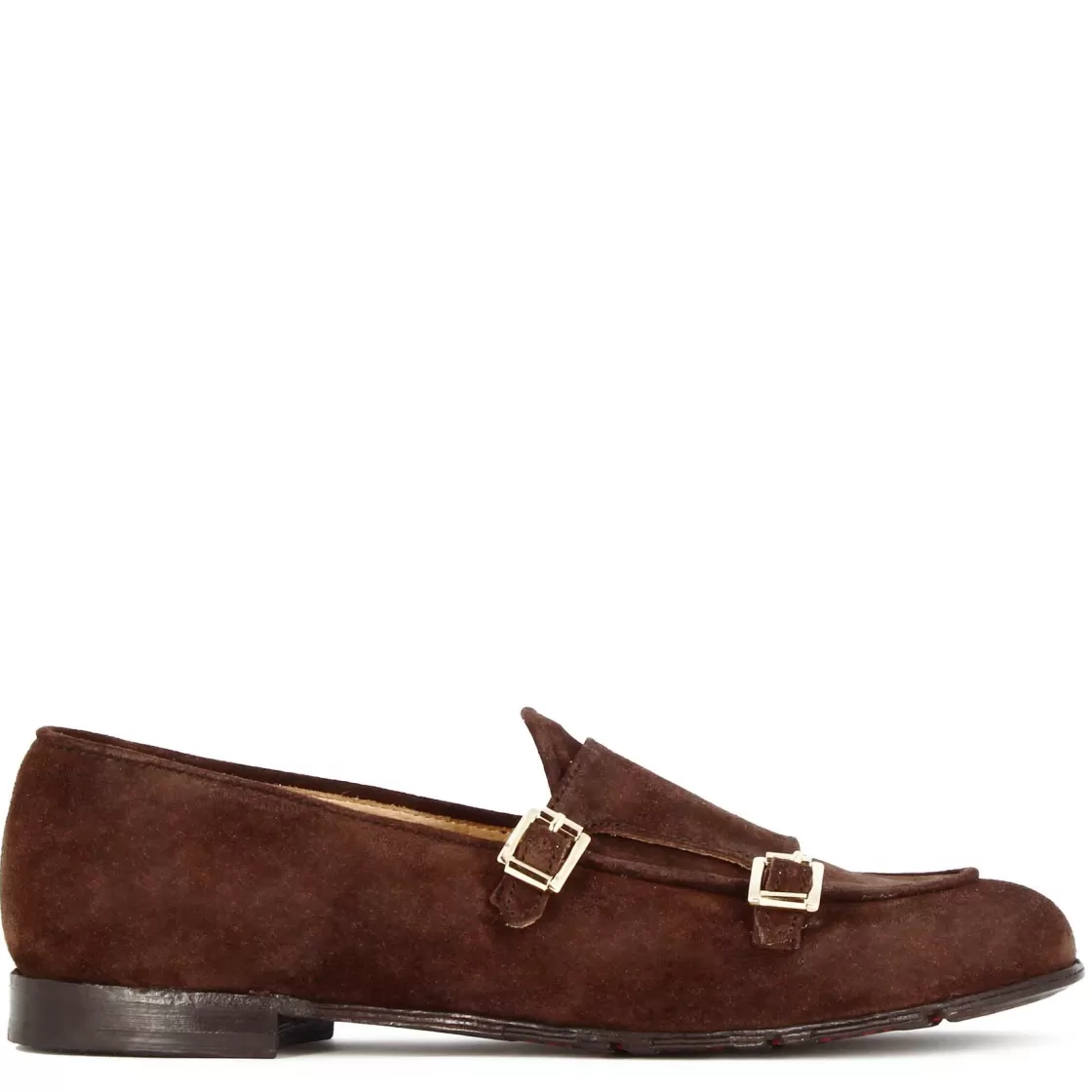 Online Leonardo Shoes Mocassino Da Uomo In Pelle Scamosciata Colore Con Doppia Fibbia Marrone Scuro