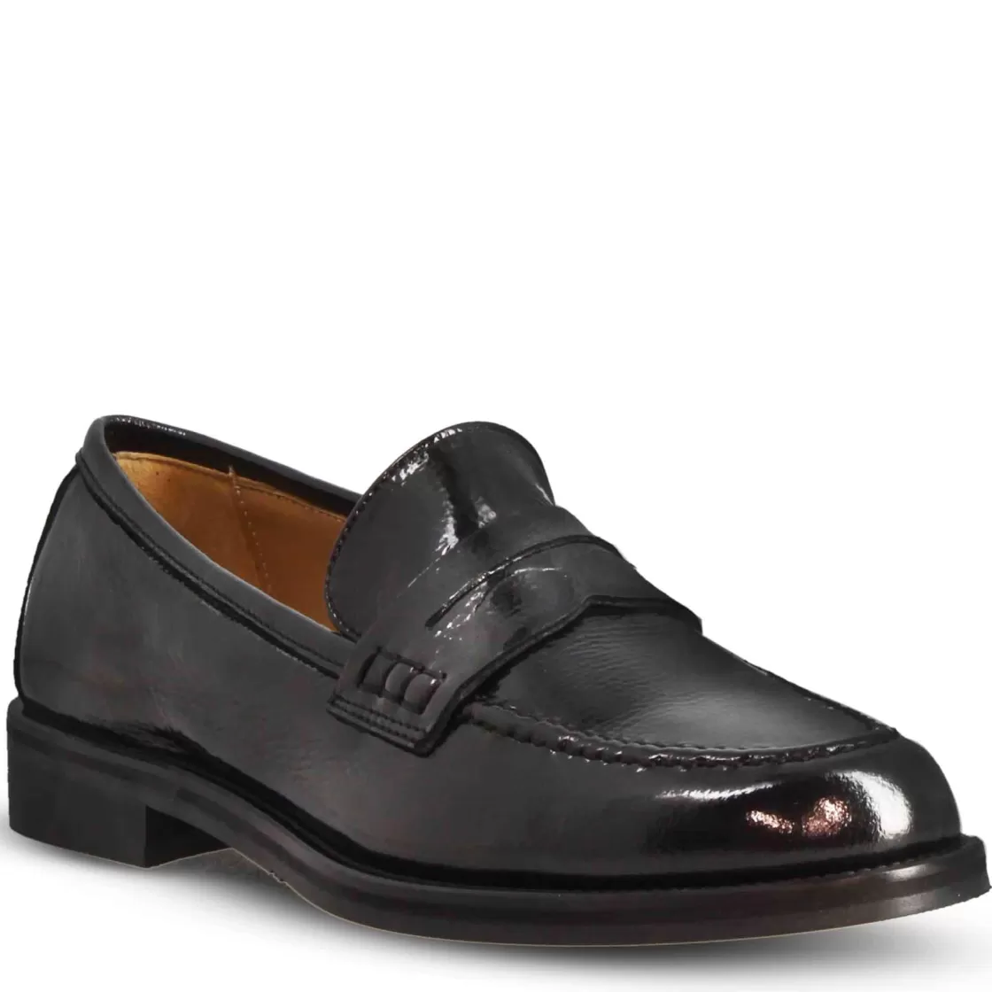 Hot Leonardo Shoes Mocassino Elegante Da Donna In Pelle Lucida Colore Fatti A Mano In Italia Nero