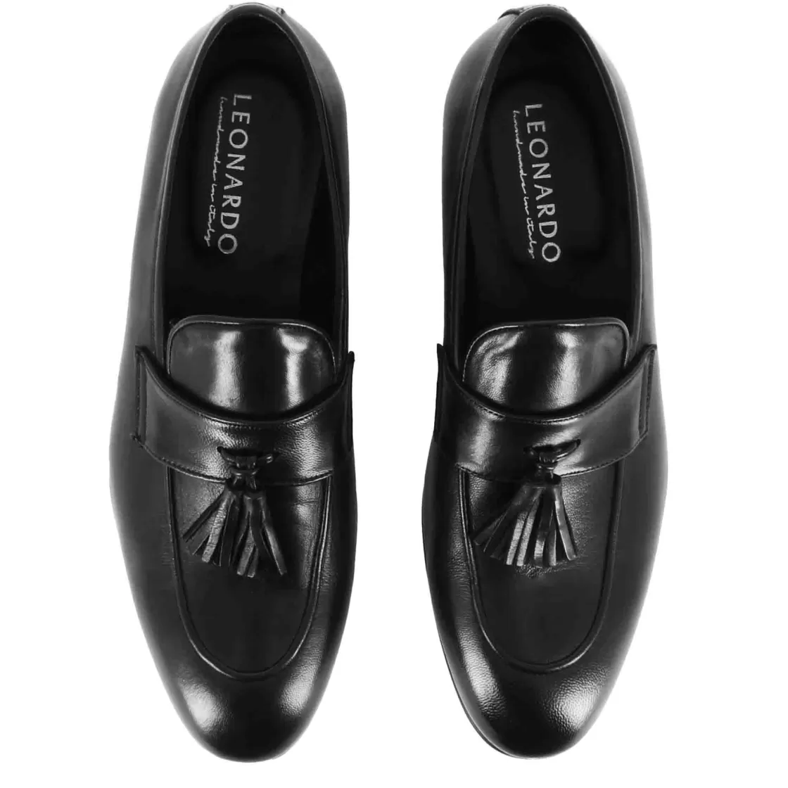 Discount Leonardo Shoes Mocassino Elegante Da Uomo In Pelle Morbida Colore Con Nappine Nero
