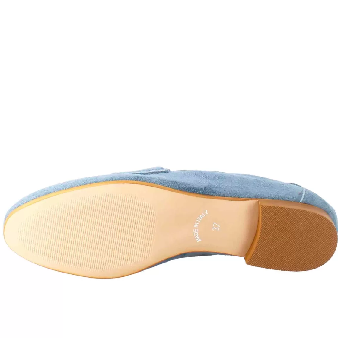 Shop Leonardo Shoes Mocassino Flessibile Da Donna In Pelle Scamosciata E Fondo In Gomma Celeste