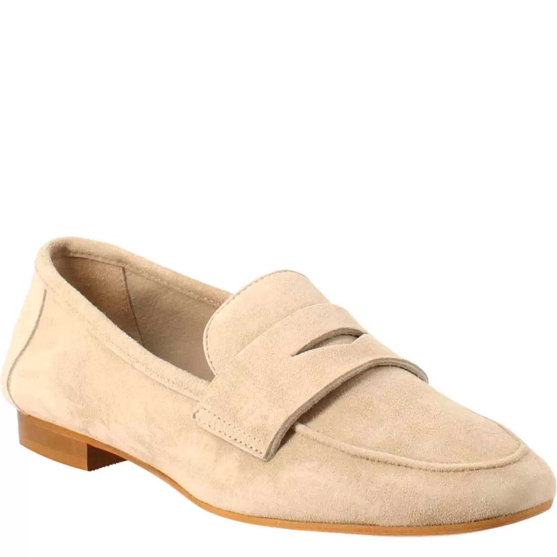 Best Leonardo Shoes Mocassino Flessibile Da Donna In Pelle Scamosciata Taupe E Fondo In Gomma Beige