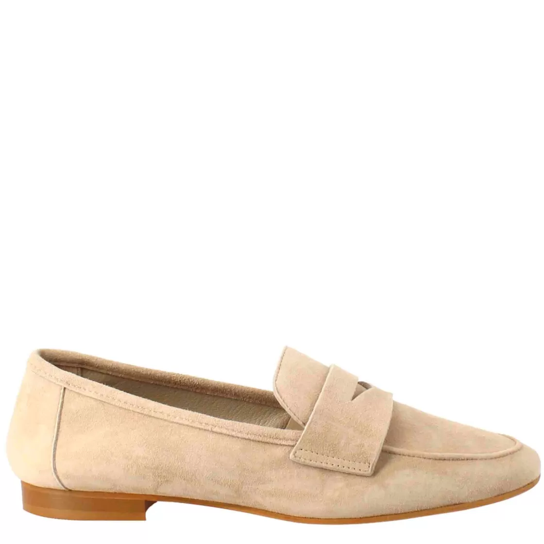 Best Leonardo Shoes Mocassino Flessibile Da Donna In Pelle Scamosciata Taupe E Fondo In Gomma Beige