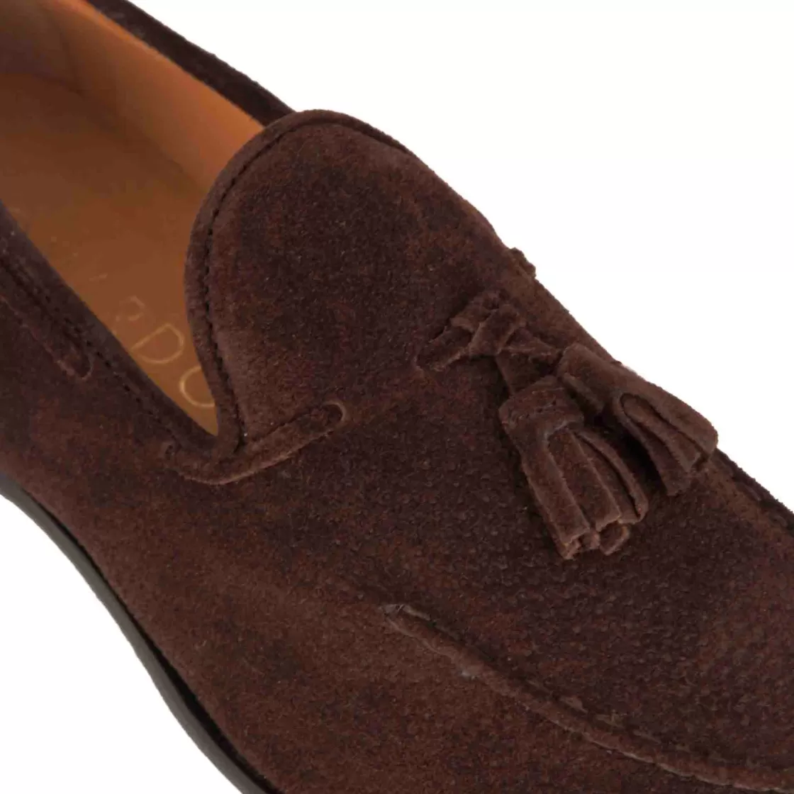 Shop Leonardo Shoes Mocassino In Pelle Scamosciata Fatto A Mano Con Nappine Colore Marrone Marrone Scuro