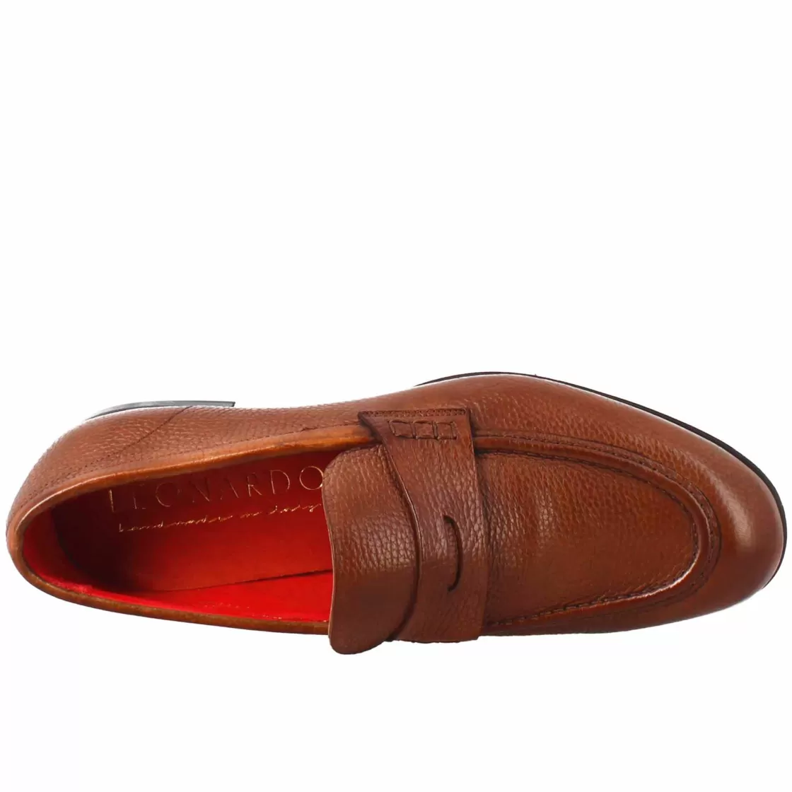 Discount Leonardo Shoes Mocassino Brandy Elegante Da Uomo In Pelle Marrone