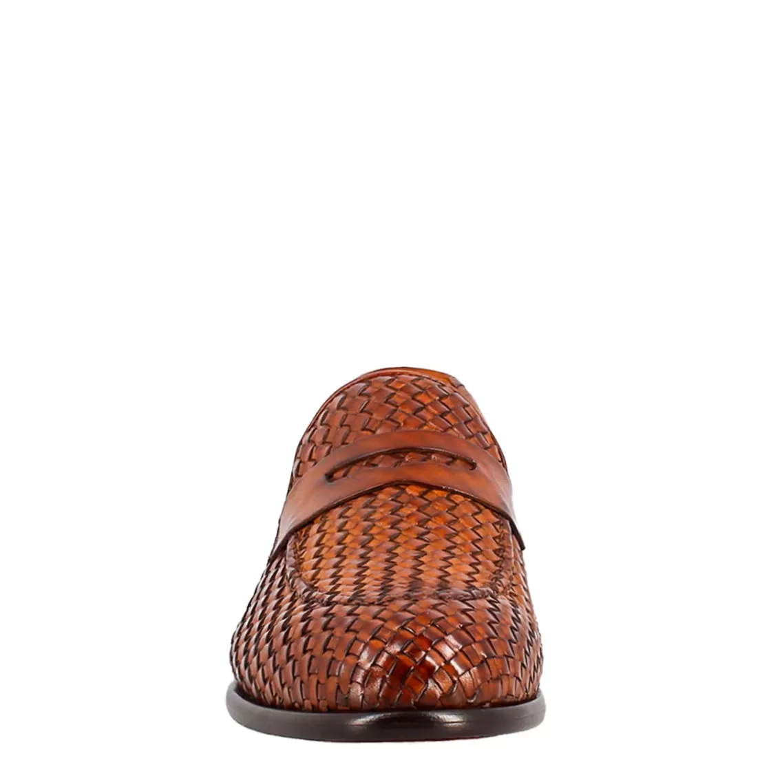 Clearance Leonardo Shoes Mocassino Elegante Da Uomo In Pelle Fiore Intrecciata Marrone