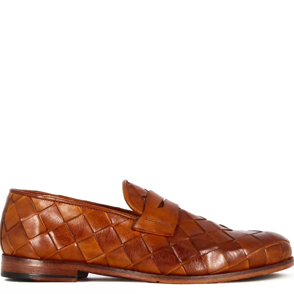 Hot Leonardo Shoes Mocassino Vintage Elegante Da Uomo In Pelle Intrecciata Marrone