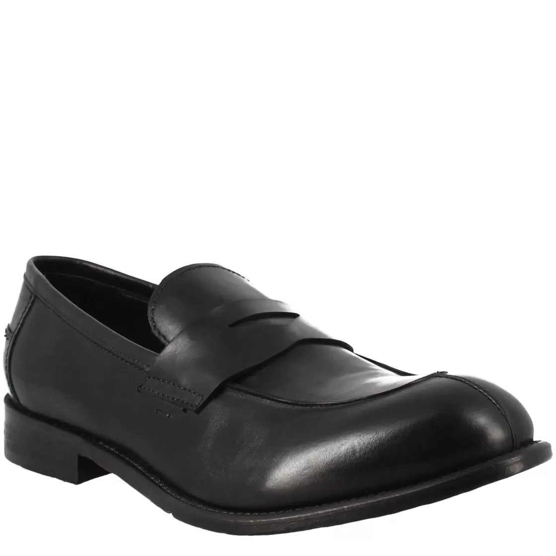 Fashion Leonardo Shoes Mocassino Vintage Elegante Da Uomo In Pelle Liscia Nero
