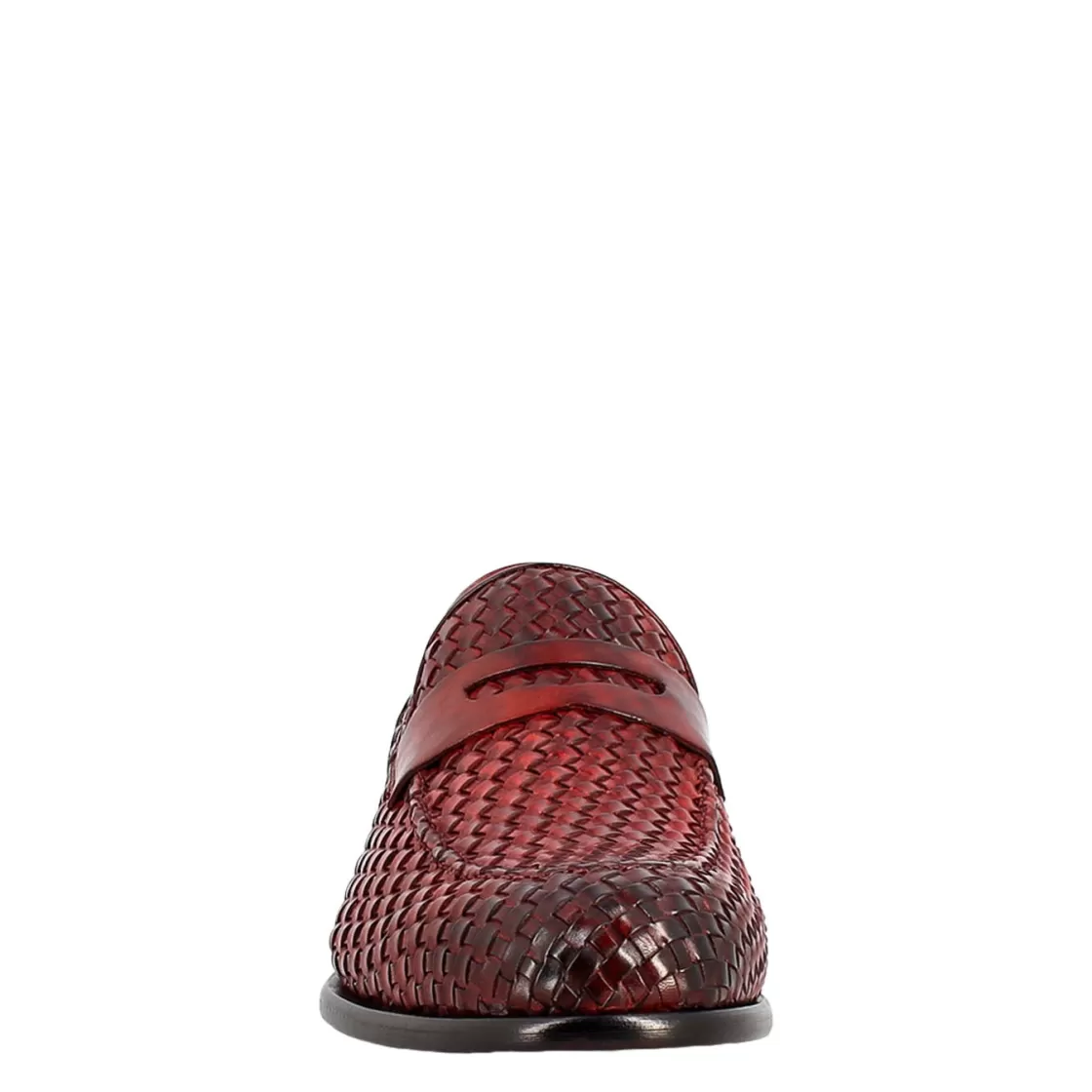 Best Sale Leonardo Shoes Mocassino Elegante Da Uomo In Pelle Fiore Intrecciata Rosso