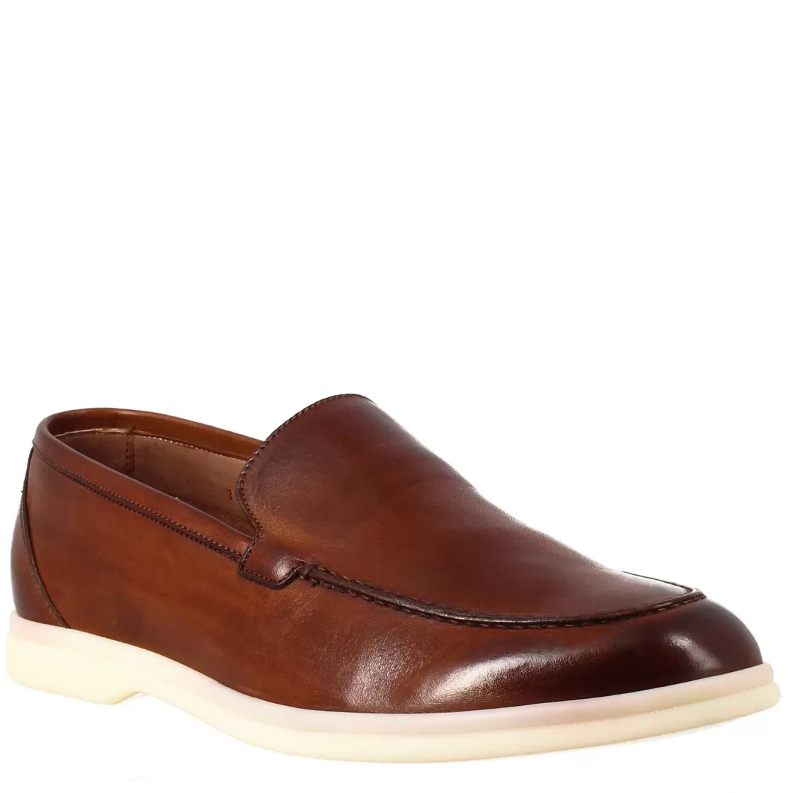 Best Leonardo Shoes Mocassino Sfoderato Elegante Da Uomo In Pelle Fiore Marrone