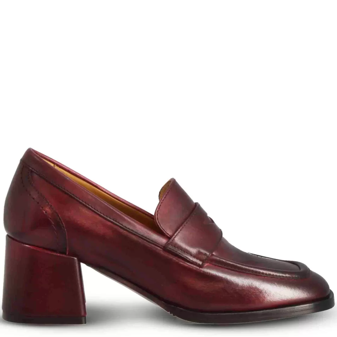 Discount Leonardo Shoes Mocassino Tacco Alto Da Donna In Pelle Colore Bordeaux