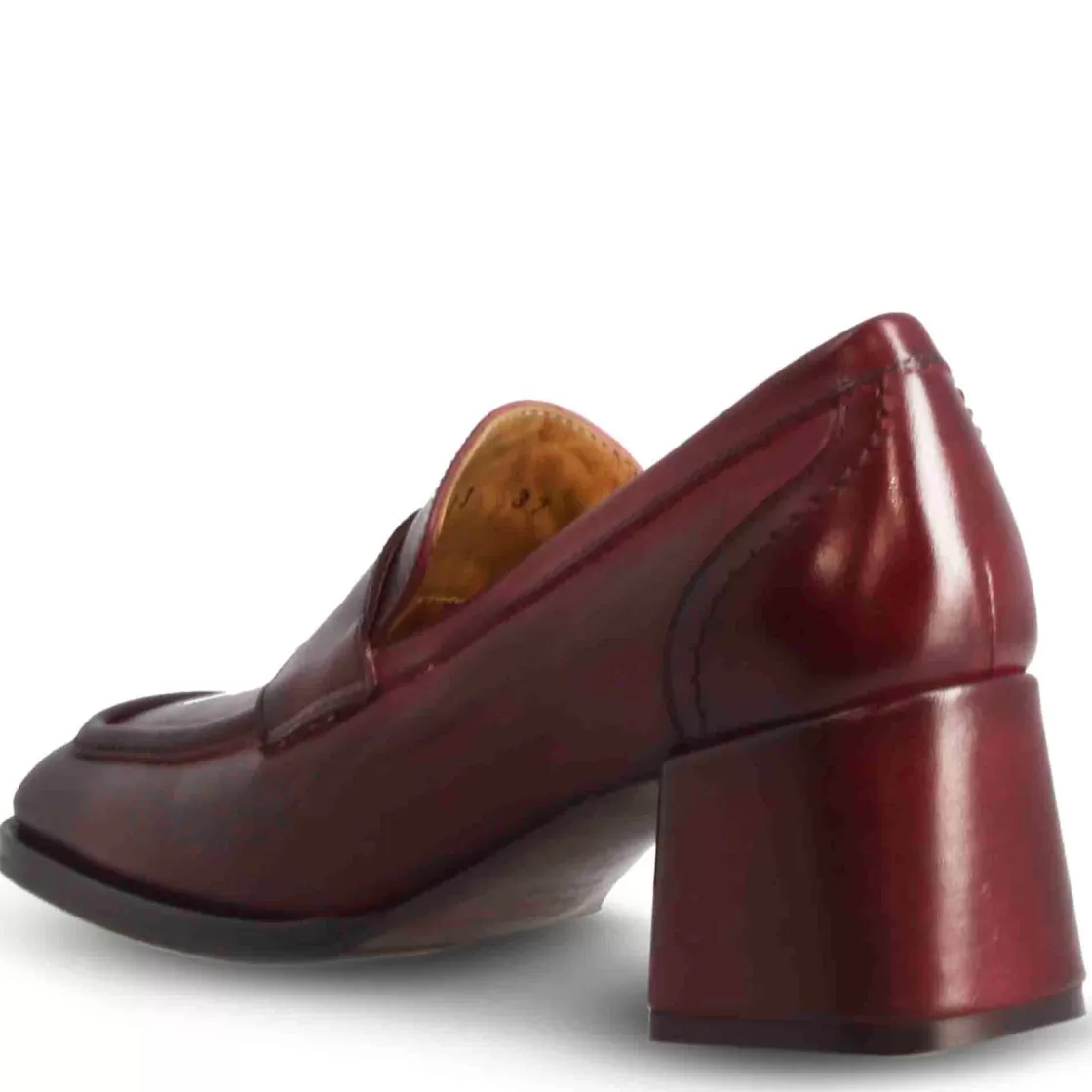 Discount Leonardo Shoes Mocassino Tacco Alto Da Donna In Pelle Colore Bordeaux