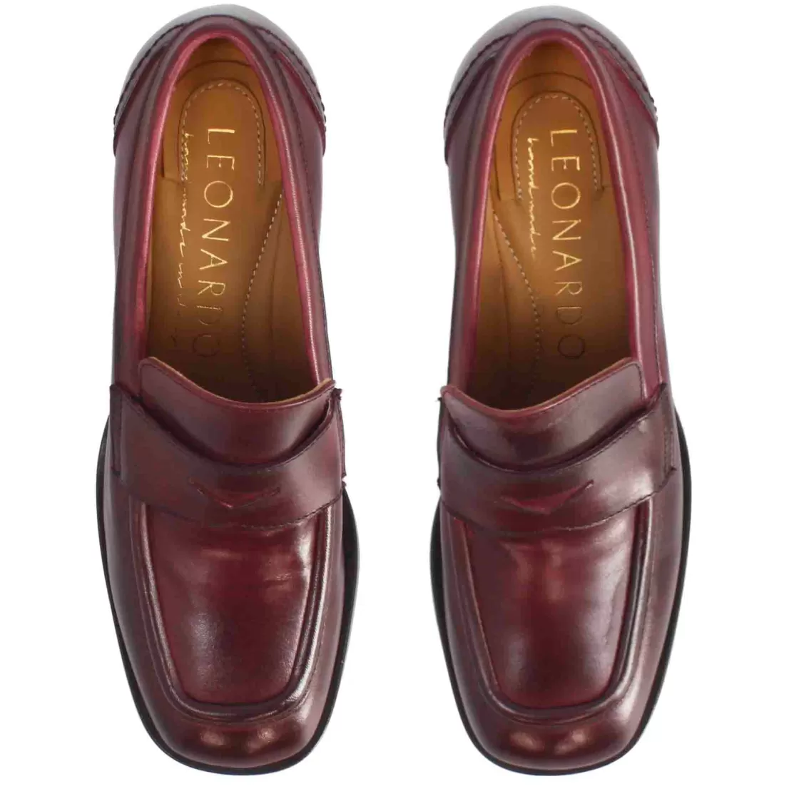 Discount Leonardo Shoes Mocassino Tacco Alto Da Donna In Pelle Colore Bordeaux