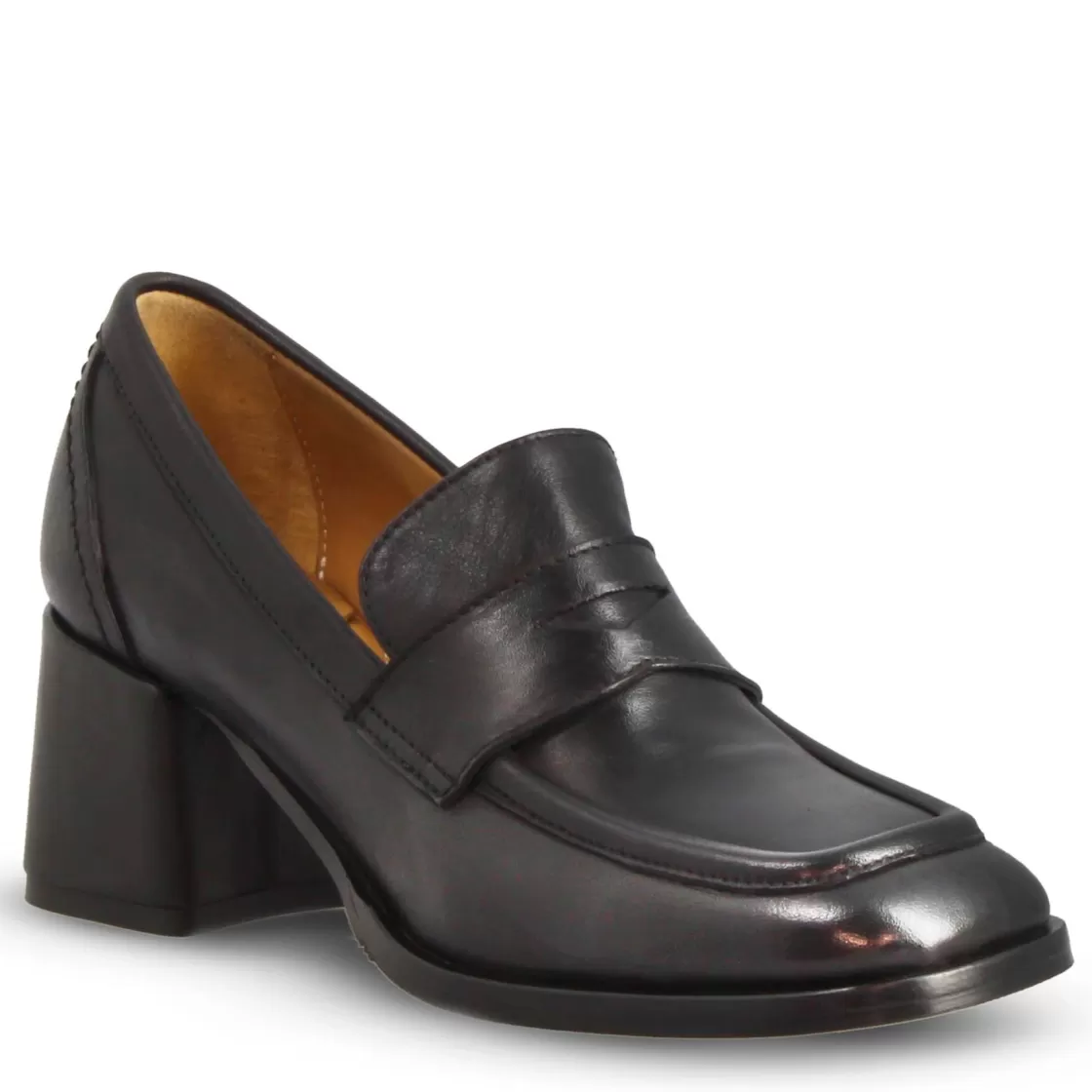 New Leonardo Shoes Mocassino Tacco Alto Da Donna In Pelle Colore Nero