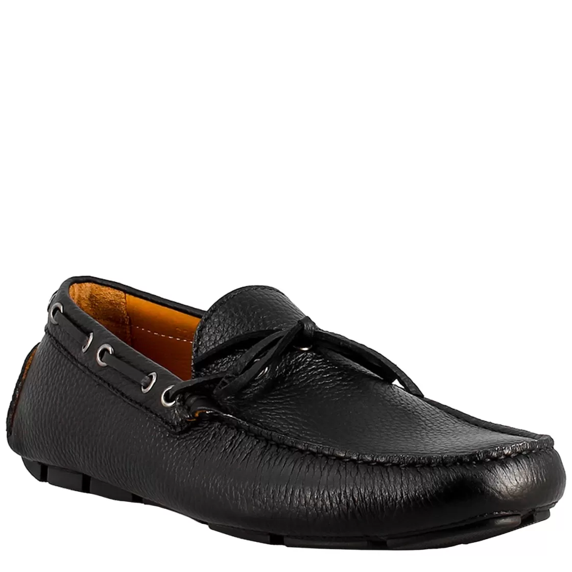 New Leonardo Shoes Mocassino Tubolare Con Lacci Da Uomo In Pelle Color Nero