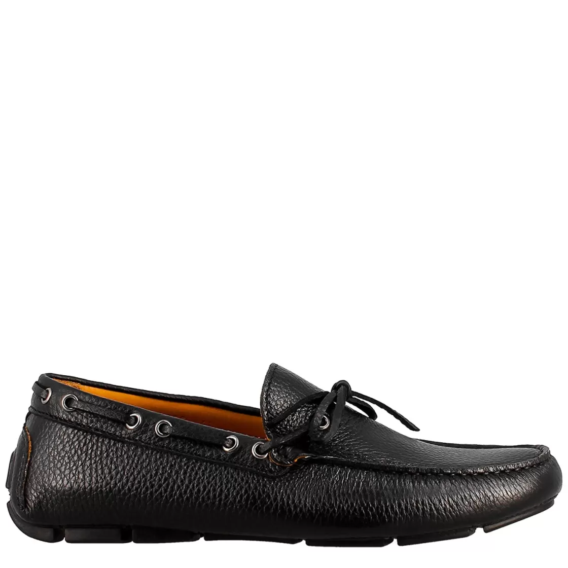 New Leonardo Shoes Mocassino Tubolare Con Lacci Da Uomo In Pelle Color Nero